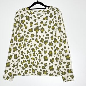 LOFT Cheetah Print Long Sleeve Everyday Crew Tee Women's Size Medium
